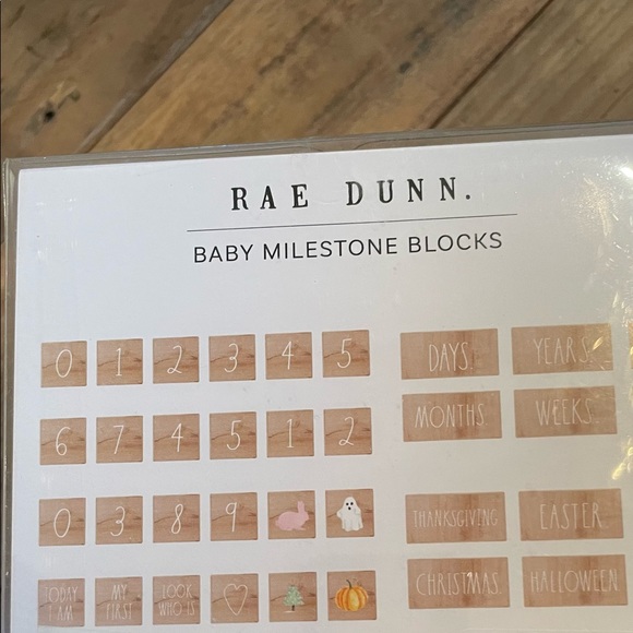 Rae Dunn brown wooden block baby milestone calendar - Picture 4 of 4
